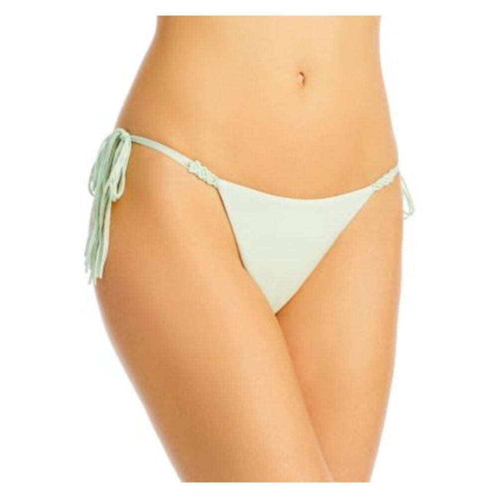 PQ Women's Green Macrame Side Tie Ruched Mia Bikini Swimwear Bottom L